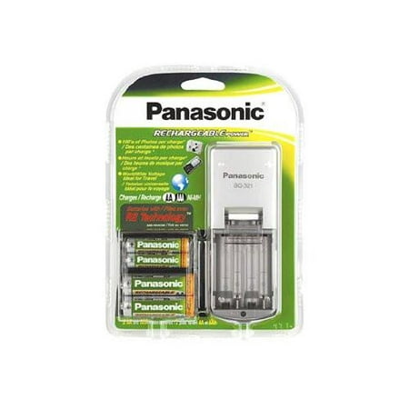 - Panasonic BQ-321, Rechargeable Battery and Charger Kit with 4 AA Ni-MH Batteries and Portable Charger