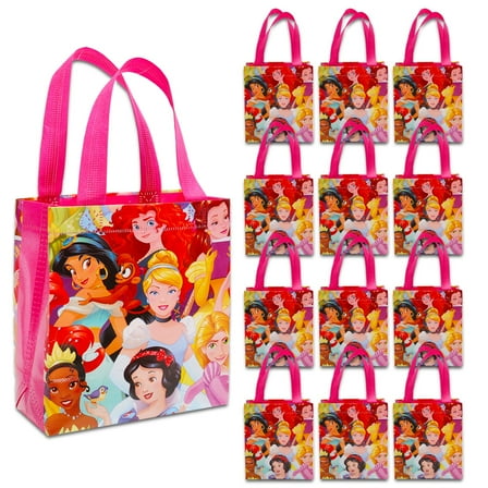 Disney Princess Party Favor Bag Set – 12 Pack of 8" Princess Party Goodie Bags for Kids Bulk Reusable Mini Totes | Disney Birthday Party Supplies