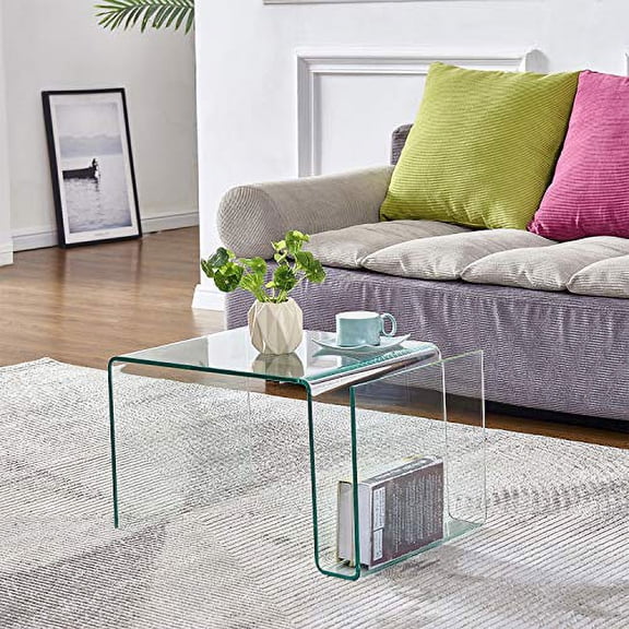 S-Shaped Night Stands for Bedrooms Glass Bedside Table with Storage Shelves,End Table Small Coffee Table for Living Room