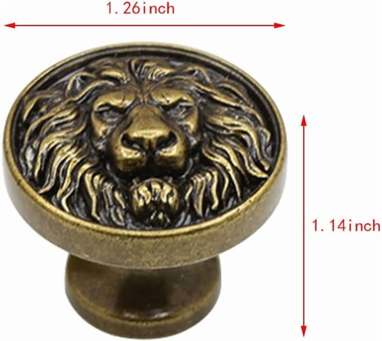 4pcs Knobs Flat Lion Head Knobs for Cabinets and Drawers 1.14in Cabinet Hardware Single Hole Solid Knob for Kitchen, Living Room, Bedroom (Bronze)