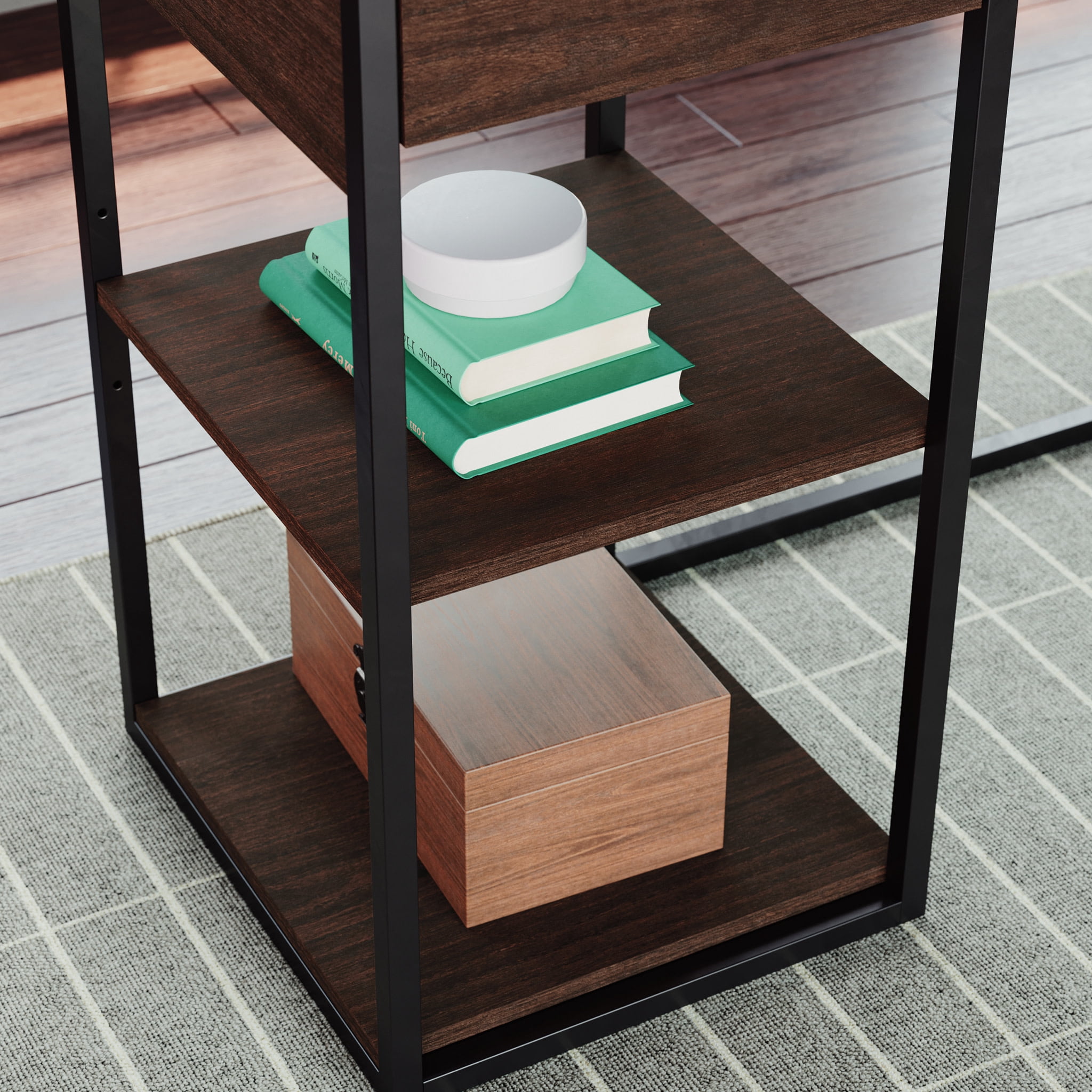 Sauder International Lux L-Shape Desk, Deco Stone Finish