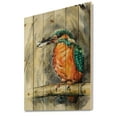 thumbnail image 2 of Designart 'Common Kingfisher On Branch Eating A Small Fish' Traditional Print on Natural Pine Wood, 2 of 5