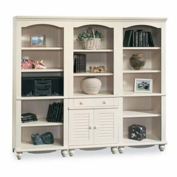 Sauder Harbor View Bookcase Wall Antique White
