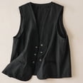 thumbnail image 4 of Ftwytp Women Summer Casual Cotton Linen Vest Tops Trendy Denim Sleeveless Blazer Cardigan Down Waistcoat Trend Loose Buttons Hoodless Outwear, 4 of 9