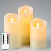Meltone LED Flameless Candles White Battery Operated, Set of 3 Realistic LED Flickering Candles Remote Control