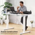 thumbnail image 4 of CHITOOMA Glass Top 48" x 24" Electric Standing Desk with Drawer,  Height Adjustable Sit Stand Desk for Home Office, White, 4 of 8