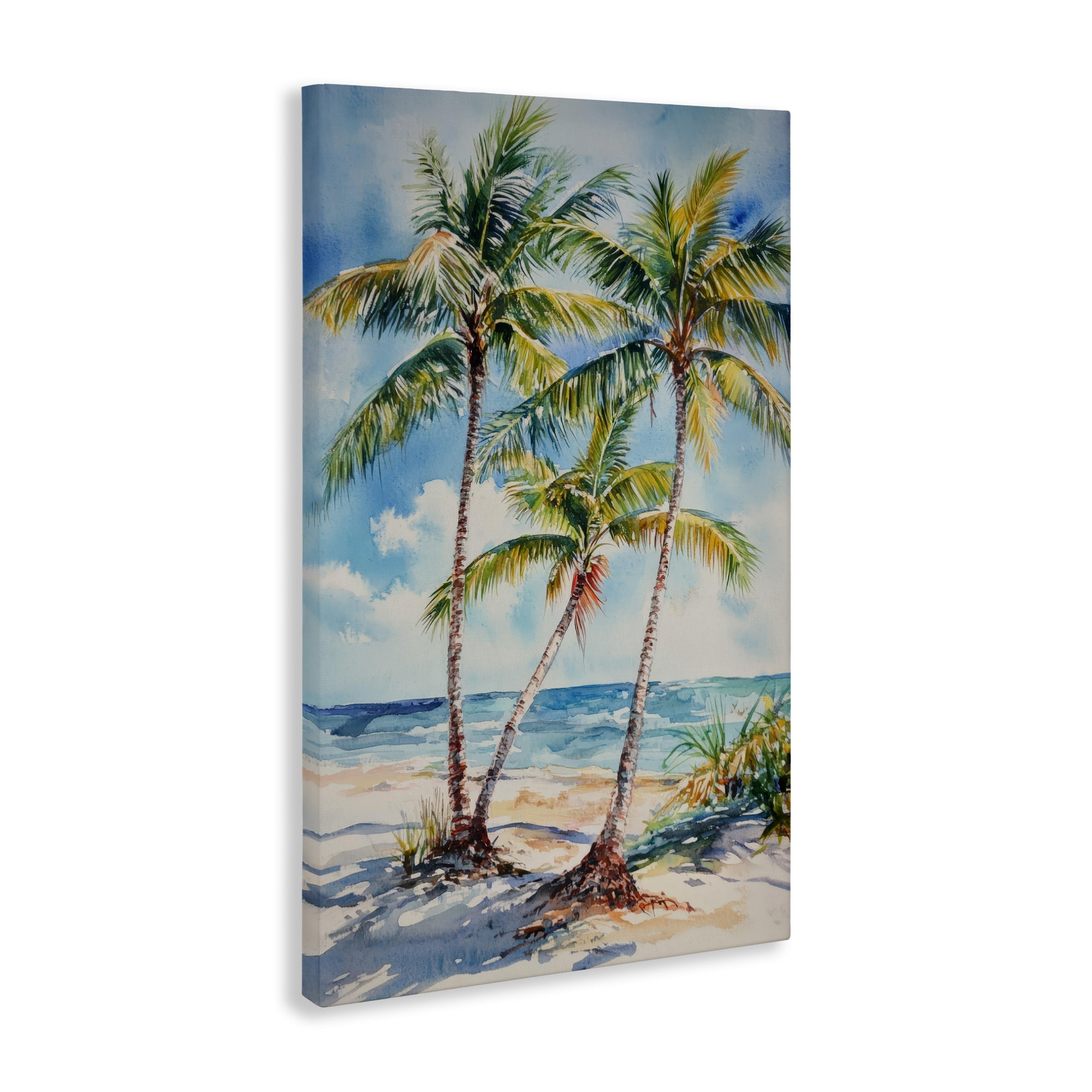 Stupell Industries Windy Palm Trees on Shore Canvas Wall Art, design by Petal Prints Design
