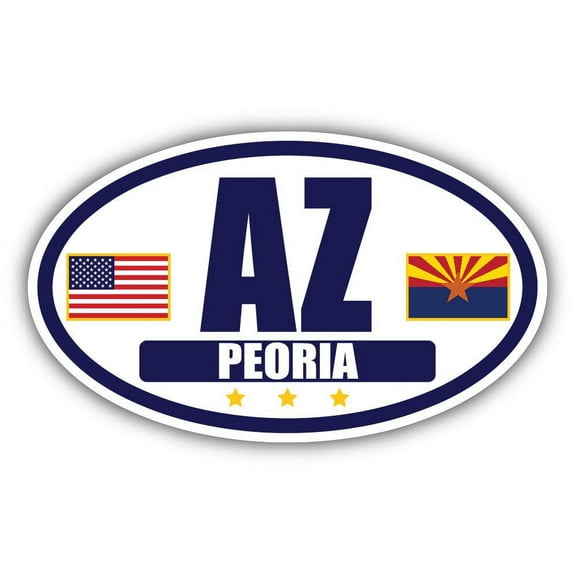 Flag of Arizona / American Flag Oval 3M Vinyl Bumper Sticker Decal | Navy & Gold Peoria, AZ Sticker Vinyl Decal