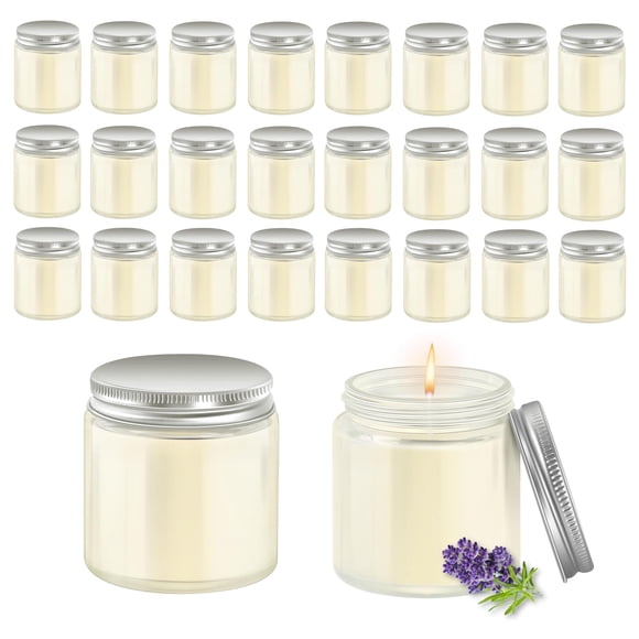 ACITHGL 24 Pcs 4oz Mini Mason Jar Candles Small Lavender Scented Candles Bulk Aromatherapy Ideal Souvenir Favors for Wedding Birt