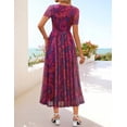 thumbnail image 3 of Merokeety Womens Summer Dresses Floral Mesh Tea Length Maxi Dress Plum m, 3 of 4
