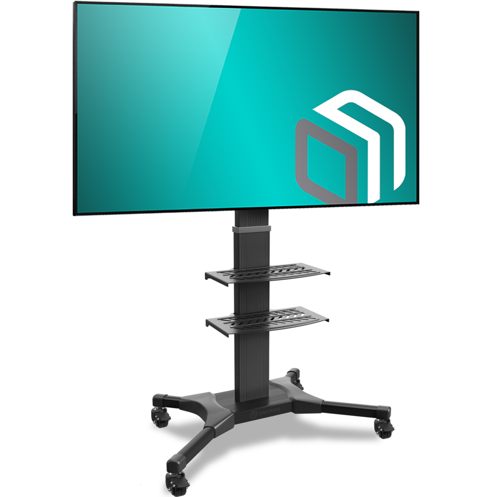 ONKRON Mobile TV Stand TV Cart with Wheels for 32” 55” LCD LED Flat Screen TVs with 2 Shelves