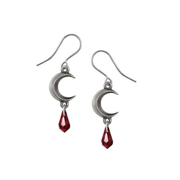 Alchemy Gothic Tears of the Moon Earrings - Red
