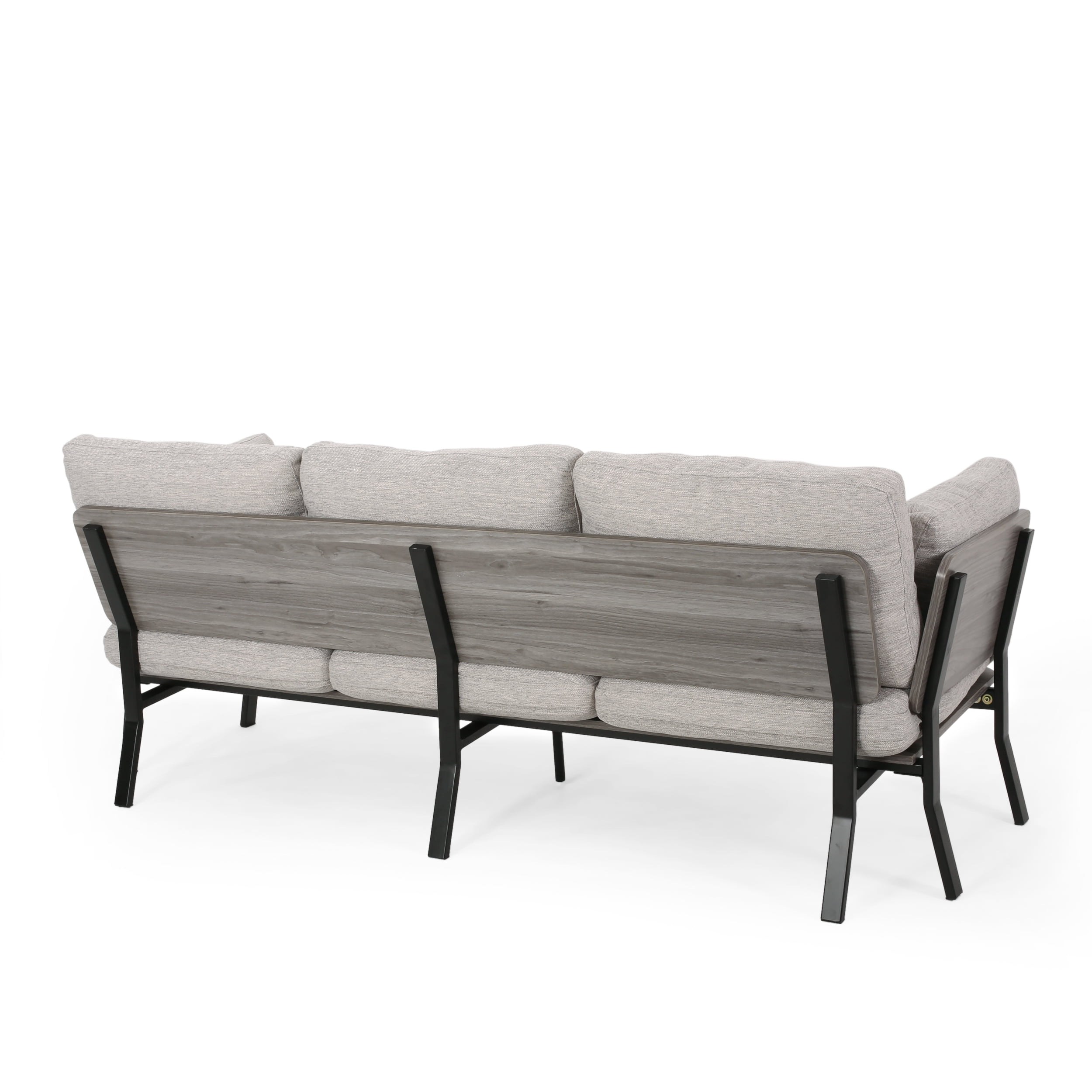 Noble House Zachariah 3 Seater Wood Frame Sofa, Light Grey
