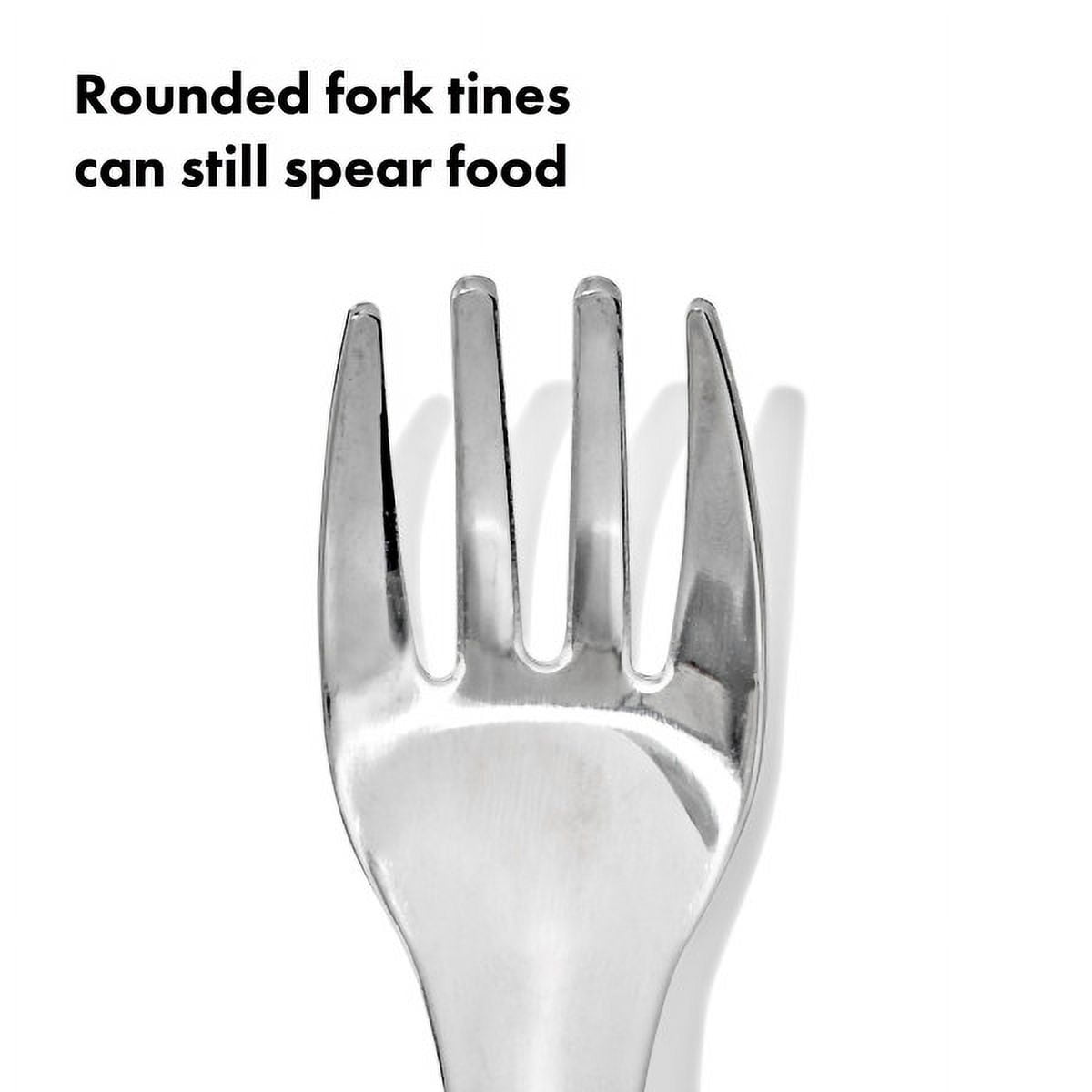 OXO Tot Toddler Stainless Steel Fork and Spoon 2 Piece Set for 12+ Months, Opal