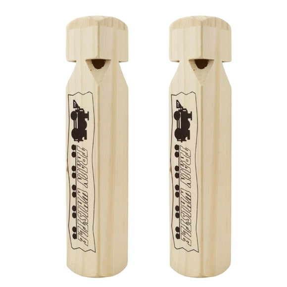 2pcs Cartoon Train Pattern Whistle Musical Toy Personalized Wind Instruments Wooden Decoration