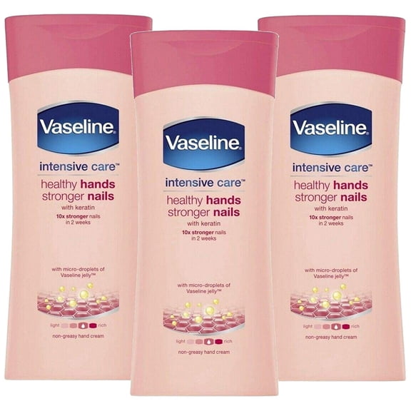 Vaseline Healthy Hand and Stronger Nails Hand Cream, 6.76 Ounce 200 Millilitres Pack of 3, Imported from UK