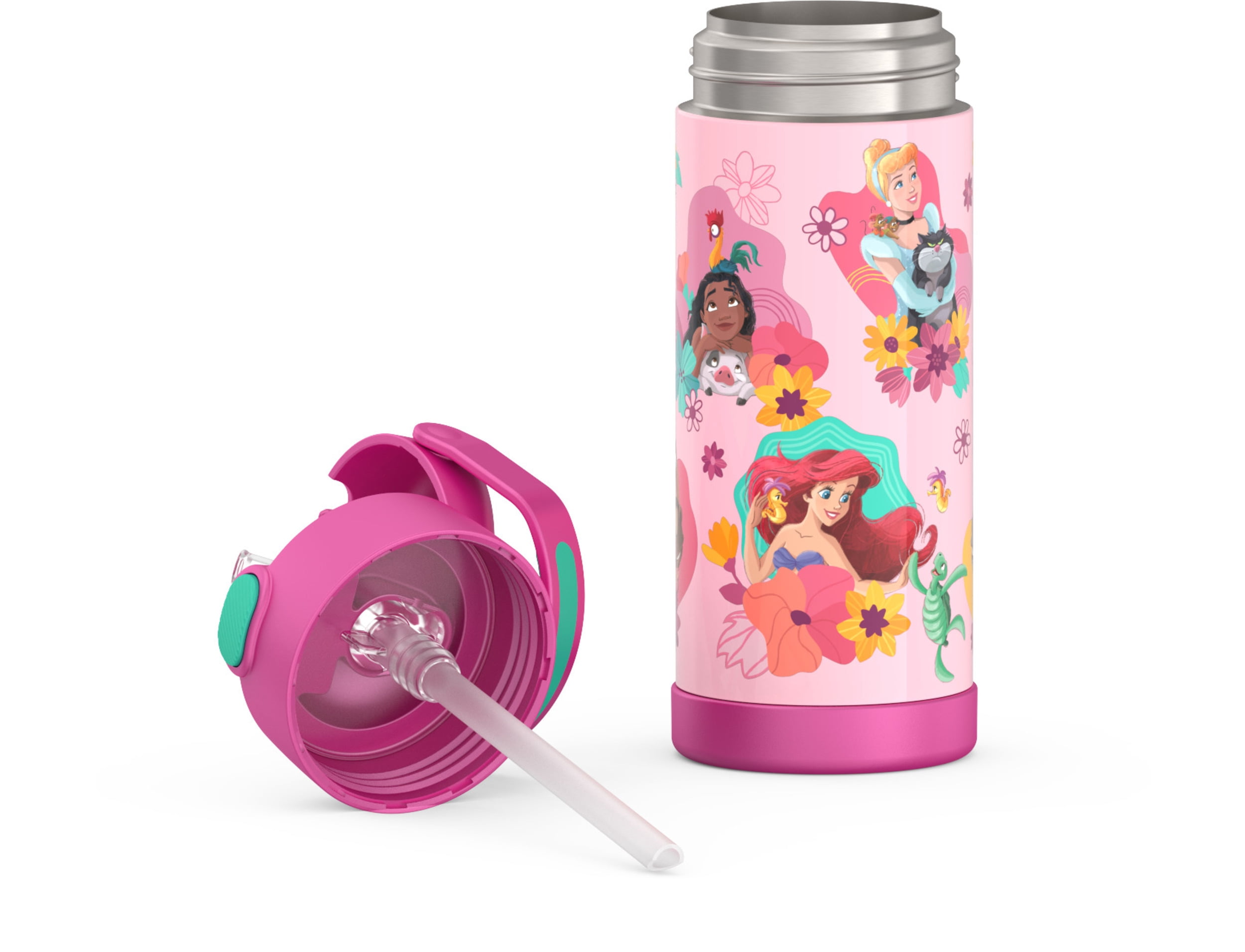 Thermos FUNtainer Vacuum Insulated Stainless Steel Bottle with Covered Straw, Princess, 14oz for Kids