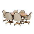 thumbnail image 3 of Caster Chair Company 7-Piece 42x[54/72] Caster Dining Set Wood Edge Laminate Table Top & Wheat Chairs, 3 of 16