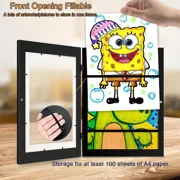 2 Pack Kids Art Frame Front Opening, A4 Artwork Frame Changeable| Hinged Wooden Frame for Picture Display, Drawing Storage