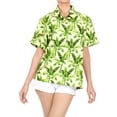 thumbnail image 4 of LA LEELA Women's Casual Beach Hawaiian Blouses Shirt Dressy Blouse Short Sleeve Button Up Dress Tops Tee Shirts T Shirts for Women M Banana Leaves, Autumn Green, 4 of 5