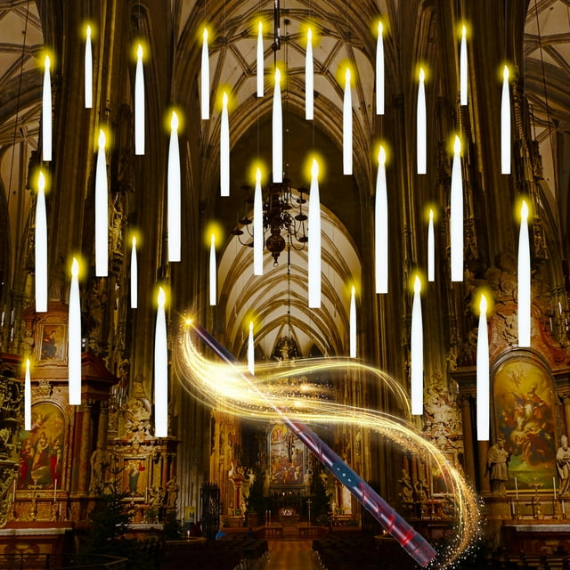 Velas LED flotantes JOYIN, 20 unidades, temporizador remoto, luz cálida