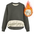 thumbnail image 5 of Women's Sherpa Lined Sweatshirts Warm Winter Fleece Crewneck Pullover Thermal Casual Soft Long Sleeve Thick Tops Dark Gray L, 5 of 8