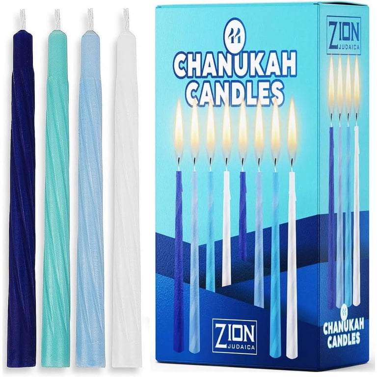 Zion Judaica Hanukkah Menorah Candles, 44-Pack Blue Spiral photo 4