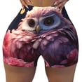 thumbnail image 2 of Rateoe Cute Flower Owl Printed Power Workout Shorts for Women Tummy Control Squat Proof Ribbed Thick Seamless Scrunch Active Short-XX-Large, 2 of 8