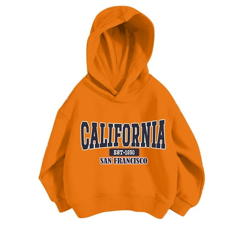 

Krdevn Hoodies for Girls 9-10 Y2K California San Francisco Cute Toddler Pullover Tops Fall Hooded Soft Kids Clothes -Orange 3-4 Years