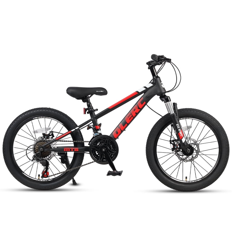 Glerc, Kids Mountain Bike, Black, 20 Inch, 21-Speed, Front