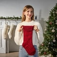 thumbnail image 6 of Farmhouse Knitted Christmas Stocking 18 Inch, Rustic Cable Knit Personalized Stocking, Boho Style Fireplace Hanging Decor for Xmas Family Holiday-1pcs,Red, 6 of 7