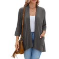 thumbnail image 3 of Plus Size Cardigan for Women, Yigetop Womens Casual Lightweight Cardigans with Pockets 3/4 Sleeve Open Front Dusters Cardigan Sweaters for Women Grey S, 3 of 7