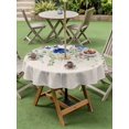 thumbnail image 4 of Outdoor Tablecloth with Umbrella Hole Zipper Red Blue Spring Floral Round Tablecloth 60" Waterproof Table Cloth Green Summer Botanical Watercolor Rustic Patio Table Cover Tablecloths for Picnic, 4 of 6