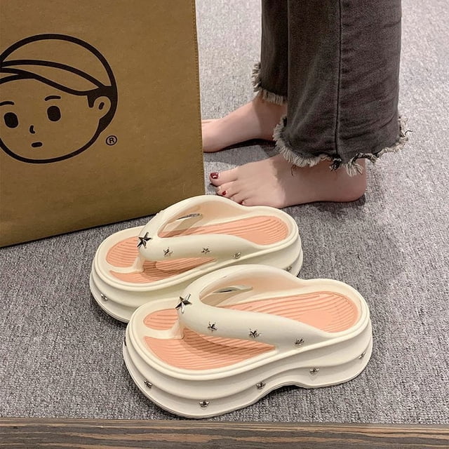 DIY Accessories Thick EVA Platform Slippers 2024 New Summer Non-slip Shoes Round Elevated Sandals Casual Soft Women‘s Slippers tzw