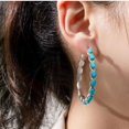thumbnail image 2 of 1pair Bohemian Turquoise Metal Hoop Earrings - Silver Plated Party Jewelry for Women and Girls - Unique and Stylish Accessory, 2 of 4