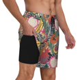 thumbnail image 2 of Sikiie Tropical Fruit Print Men's Double Layer Swimming Trunks, Adjustable Waistband and Pockets Sports Swimming Trunks, Beach Swimwear-3X-Large, 2 of 6