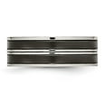 thumbnail image 3 of Stainless Steel Polished w/Brushed Center Black IP-plated CZ 8mm Band, 3 of 8