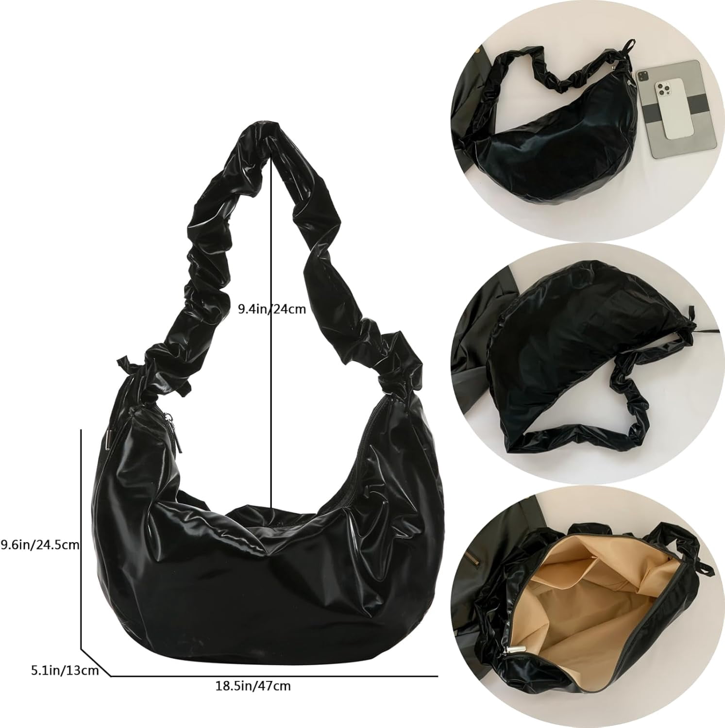 CoCoMangos Large Nylon Hobo Crossbody Bag for Women Sling Crescent Bag Trendy Shoulder Bag Casual Handbag Travel Purse