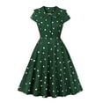 thumbnail image 2 of Xihbxyly Women Dresses Oversized Polka Dots Off the Shoulder Cocktail-Length Dress Leisure Slim Fit Short Sleeve Ruffle Flowy Beach Dress, 2 of 7
