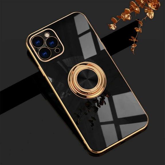 Compatible iPhone 14 Plus 6.7 Inch Silicone Cover Luxury Plating Phone Case (Black)