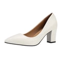thumbnail image 6 of Xucatan Women's Pointed Toe Block Heel Pumps, Chunky High Heel Dress Shoes with Cushioned Insole, Faux Leather Comfortable Work Flats, Versatile Solid Color Design for Office Daily Gift, 6 of 7