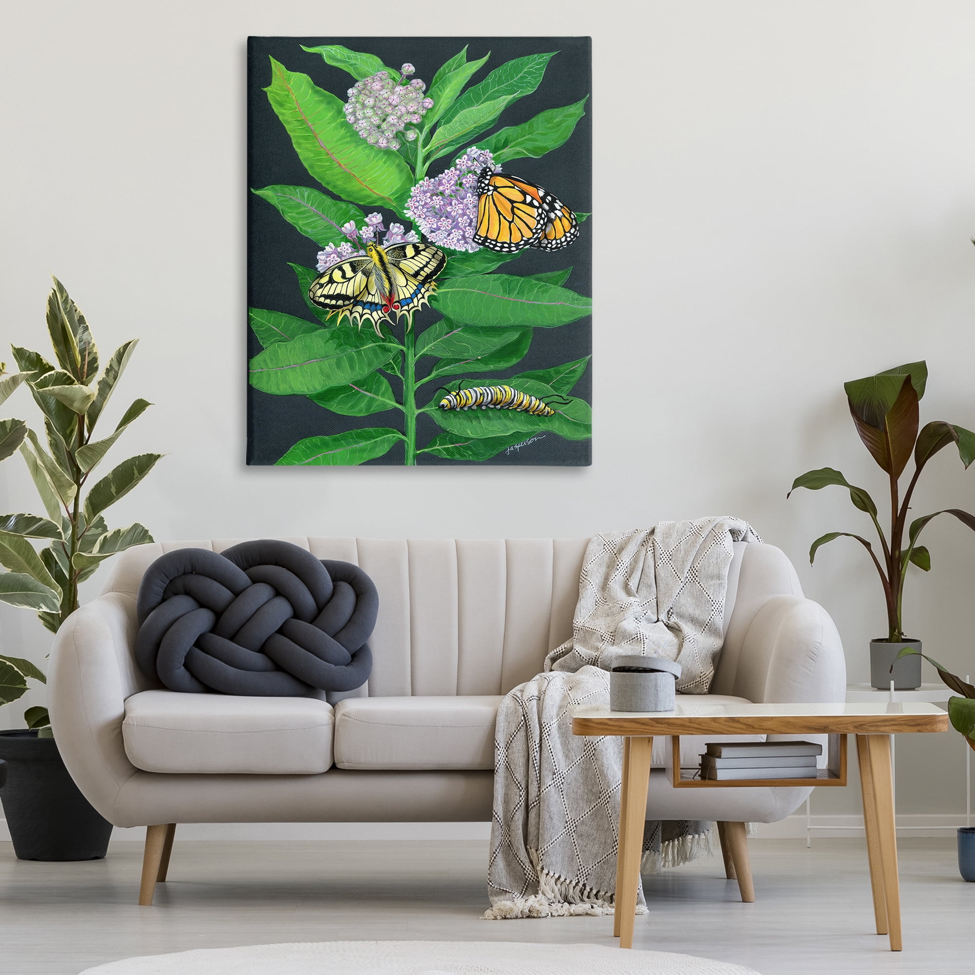 Stupell Industries Vintage Milkweed & Insects Animals & Insects Painting Gallery Wrapped Canvas Art Print Wall Art, 36 x 48