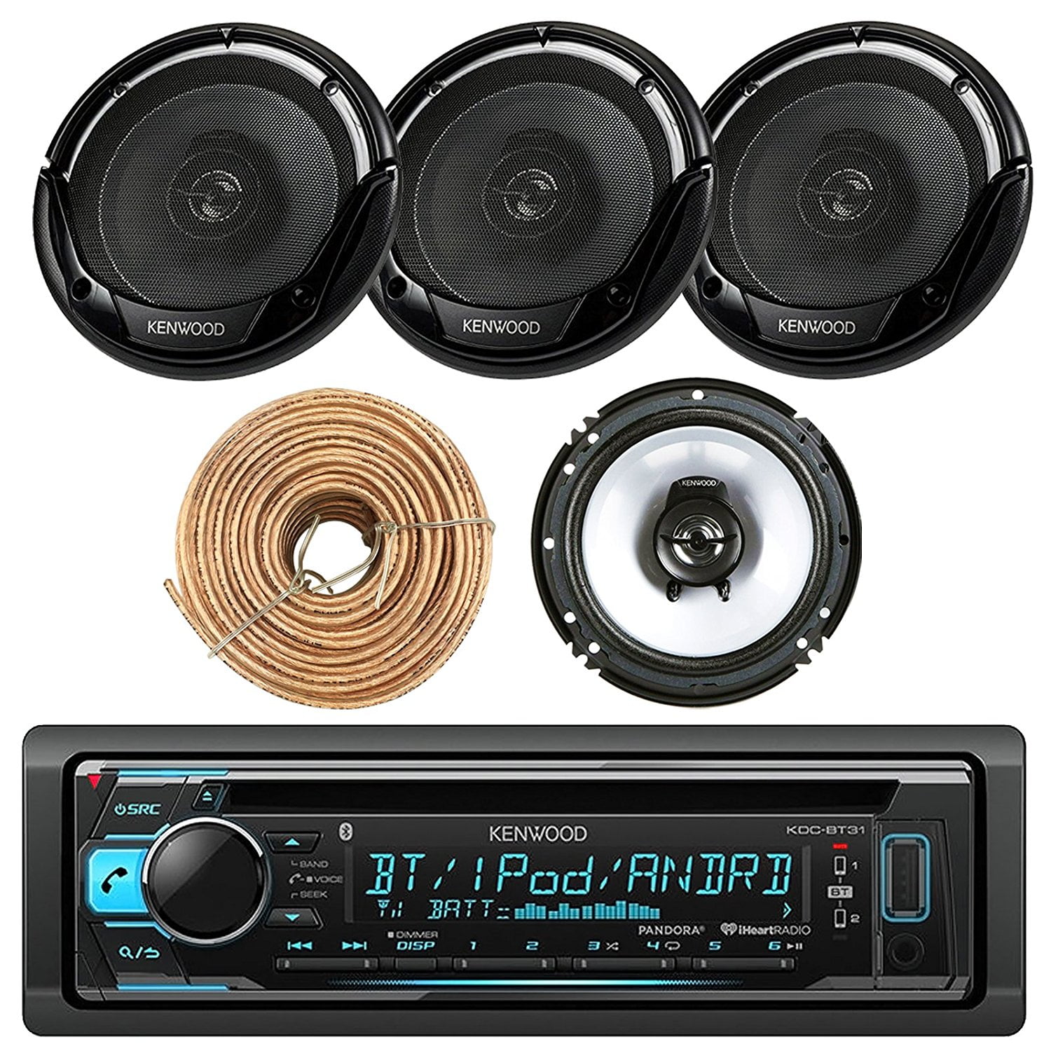Kenwood KDCBT31 Car CD Player Receiver Bluetooth USB AUX Radio _ Bundle