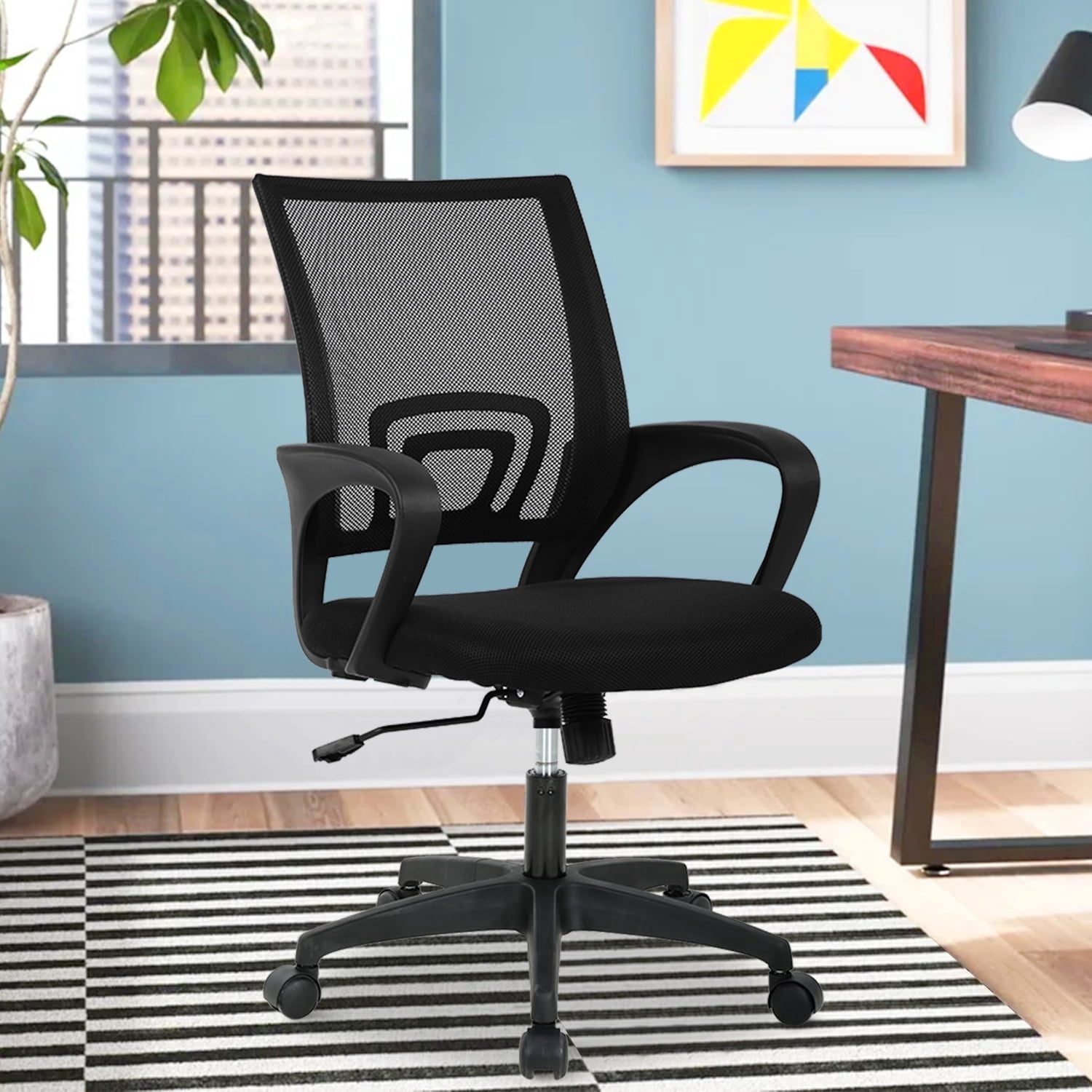 NiamVelo Mesh Office Chair, Mid-Back Home Office Chairs Adjustable Desk Chair Ergonomic Computer Chair with Armrest, Rolling Swivel Chair for Adults, Black