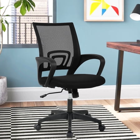 NiamVelo Mesh Office Chair, Mid-Back Home Office Chairs Adjustable Desk Chair Ergonomic Computer Chair with Armrest, Rolling Swivel Chair for Adults, Black
