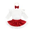 thumbnail image 1 of ITFABS Baby Christmas Outfit, Solid Color Romper + Fluffy Skirt + Headband, 1 of 9