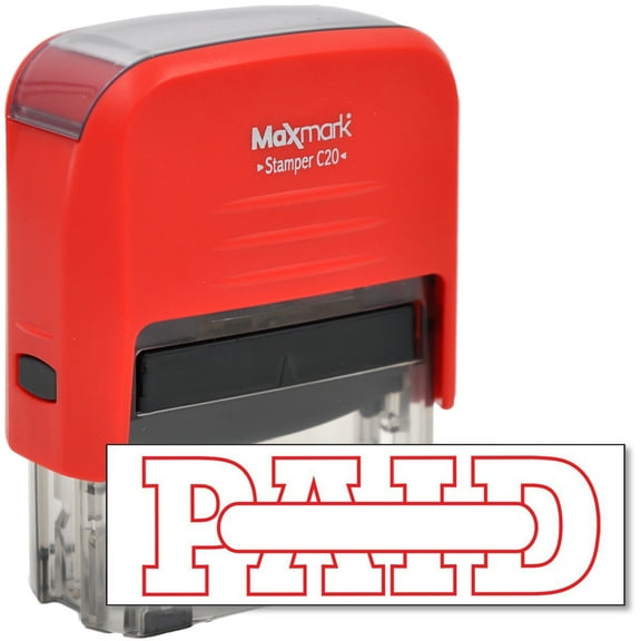 PAID Self Inking Rubber Stamp with Red Ink