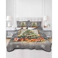 thumbnail image 2 of Quilts King Size Bedding Set, Gray Christmas Tree Lightweight Quilted Comforter, Watercolor Xmas Snowflake Soft Reversible Bedspread Coverlet with Pillow Covers for All Season, 96" x 106", 2 of 7