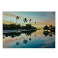 thumbnail image 3 of Tropical Cutting Board, Tropical Sunset Moorea French Polynesia Reflection Resort Scenic Waterscape, Decorative Tempered Glass Cutting and Serving Board, Small Size, Yellow Coral Blue, by Ambesonne, 3 of 5