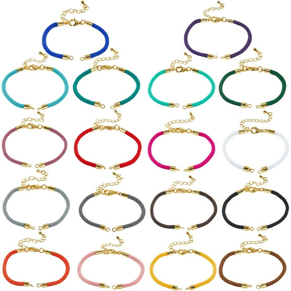 1set 18pcs 18 colors Nylon Bracelet Adjustable Cord Bracelets Bulk Metal Golden Brass Knots Stainless Steel Lobster Claw Clasps Thread Rope Chain for Friendship Jewelry Making Crafts